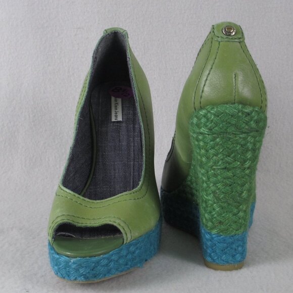 Calvin Klein Jeans “Hallen” Espadrille Wedge Heels – Green/Blue – Women’s Size 8 - Picture 3 of 15